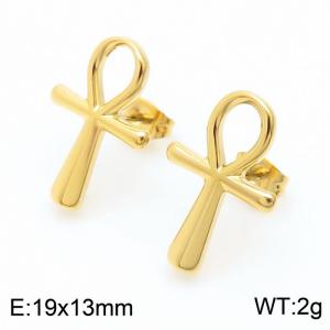 Creative Versatile Stainless Steel Egyptian Cross Women's Earrings - KE111410-KFC
