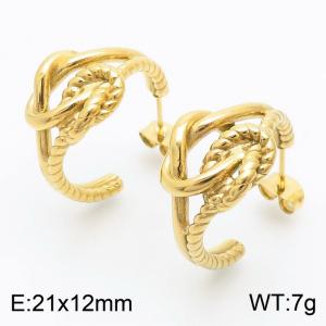 Stainless Steel Fried Dough Twists Irregular knot C Opening Lady Earrings Jewelry - KE111664-KFC