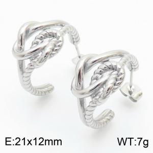 Stainless Steel Fried Dough Twists Irregular knot C Opening Lady Earrings Jewelry - KE111665-KFC