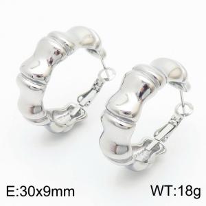 Stainless Steel Bamboo Joint C Open Women's Earrings Jewelry - KE111670-KFC