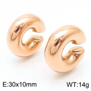 European and American fashion stainless steel C-shaped opening charm women's gold earrings - KE111703-KFC