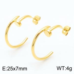 C-Circular nai gold stainless steel earrings - KE111713-MS