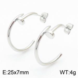 C-Circular nai steel colored stainless steel earrings - KE111714-MS