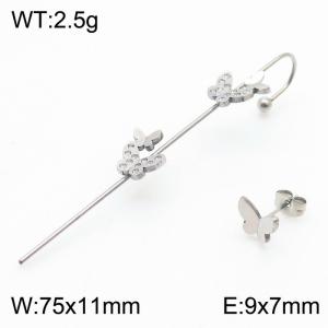 Butterfly Ear Hanging Stainless Steel Steel Ear Needle Ear Studs - KE111719-NT