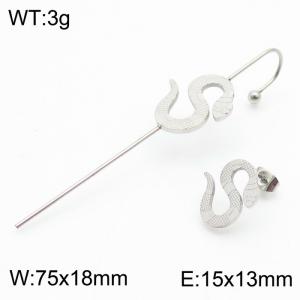 Patterned Snake shaped Ear Hanger Stainless Steel Steel Stinger Ear Studs - KE111723-NT