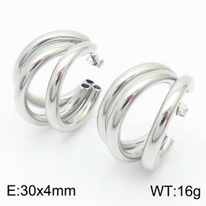 Woman Stainless Steel Curved Tubes Earrings - KE111737-KFC