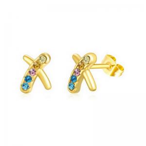 Stainless Steel Stone&Crystal Earring - KE111883-PA