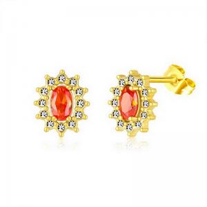 Stainless Steel Stone&Crystal Earring - KE111931-PA