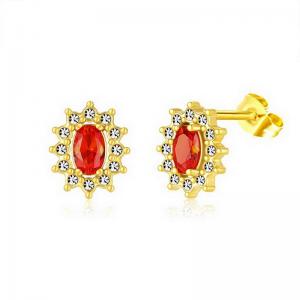 Stainless Steel Stone&Crystal Earring - KE111933-PA