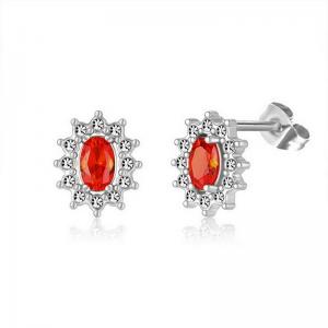 Stainless Steel Stone&Crystal Earring - KE111934-PA