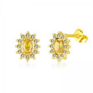 Stainless Steel Stone&Crystal Earring - KE111935-PA