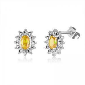 Stainless Steel Stone&Crystal Earring - KE111936-PA