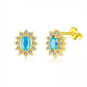 Stainless Steel Stone&Crystal Earring - KE111937-PA