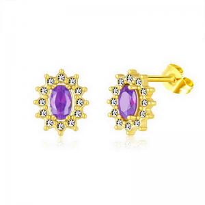 Stainless Steel Stone&Crystal Earring - KE111939-PA