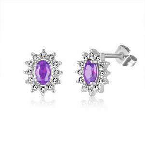 Stainless Steel Stone&Crystal Earring - KE111940-PA