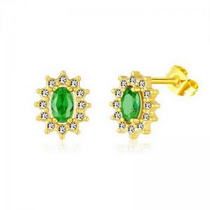 Stainless Steel Stone&Crystal Earring - KE111945-PA