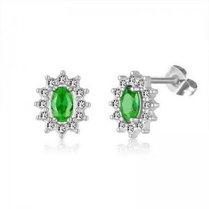 Stainless Steel Stone&Crystal Earring - KE111946-PA