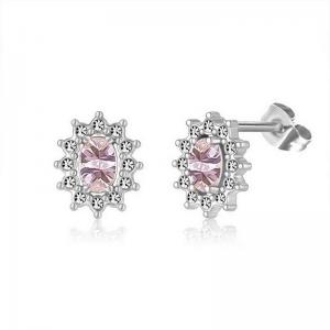 Stainless Steel Stone&Crystal Earring - KE111954-PA