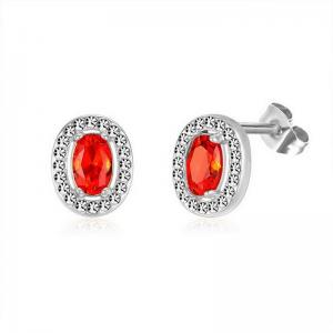 Stainless Steel Stone&Crystal Earring - KE111958-PA