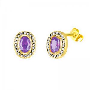 Stainless Steel Stone&Crystal Earring - KE111963-PA