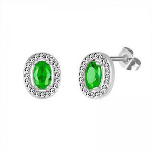 Stainless Steel Stone&Crystal Earring - KE111970-PA