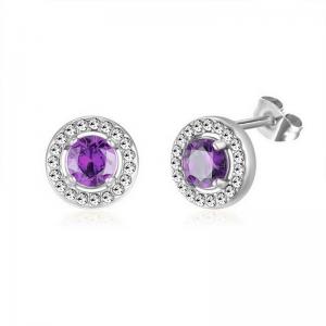 Stainless Steel Stone&Crystal Earring - KE112041-PA