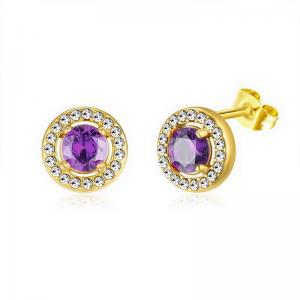 Stainless Steel Stone&Crystal Earring - KE112042-PA