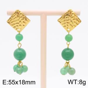 Fashion Geometric Earrings Jewelry Bead Drop Earrings 18k Gold Plated Stainless Steel Earrings - KE112140-FA
