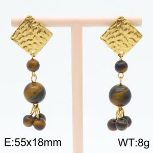Fashion Geometric Earrings Jewelry Beads Long Earrings 18k Gold Plated Stainless Steel Earrings - KE112143-FA