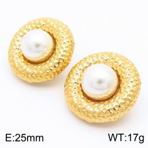 French elegant and fashionable INS style round pearl earrings - KE112160-WGJD