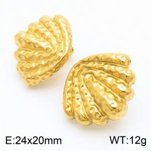 French Fashion Personalized Titanium Steel Hammer Pattern Shell Earrings - KE112180-WGJD