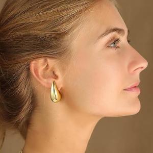 Popular Jewelry Stainless Steel Drops Shape Earrings 18k Gold Plated Stud Earrings - KE112213-KFC