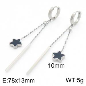 European and American fashion stainless steel star pendant long tassel with diamond temperament silver earrings - KE112246-MW