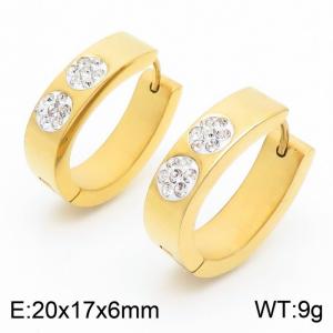 Gold-plated diamond-encrusted c-shaped stainless steel earrings for ladies - KE112269-XY