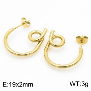 Minority vacuum plating gold personality symbol stainless steel earrings for women - KE112271-YX