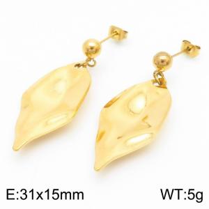 Minority vacuum plating gold wishing stone stainless steel lady earrings - KE112273-YX