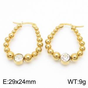 Light luxury gold beads set with diamond stainless steel lady earrings - KE112274-YX