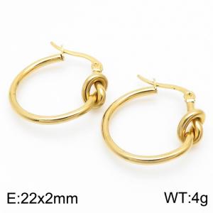 Minority vacuum plated gold knotted stainless steel earrings for ladies - KE112279-YX