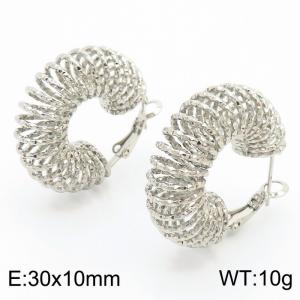 INS twist C-spring stainless steel lady earrings - KE112284-YX