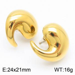 Mini Tear Drop Earrings 18K PVD Gold Plated Stainless Steel Smooth High Polish Water drop Earring - KE112398-WGJD