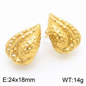 Fashion Irregular Heart Chunky 18k Gold Plated Hypoallergenic Stainless Steel Hammer Stud Earrings - KE112400-WGJD