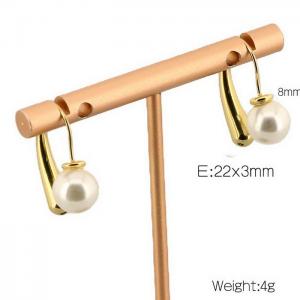 French retro niche design U-shaped ear hook pearl charm gold earrings - KE112406-MZOZ