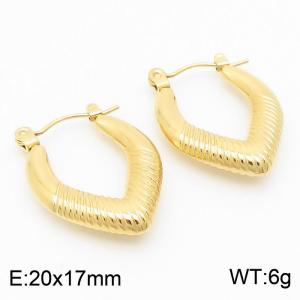 Gold Color Stripes Hollow Stainless Steel Earrings for Women - KE112412-KFC