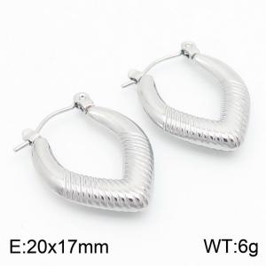 Silver Color Stripes Hollow Stainless Steel Earrings for Women - KE112413-KFC