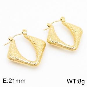 Gold Color Irregular Concave Convex Surface U Shape Hollow Stainless Steel Earrings for Women - KE112415-KFC