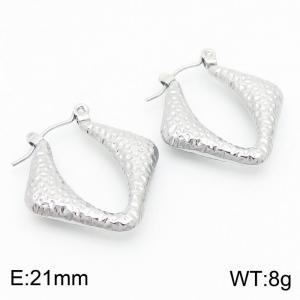 Gold Color Irregular Concave Convex Surface U Shape Hollow Stainless Steel Earrings for Women - KE112416-KFC