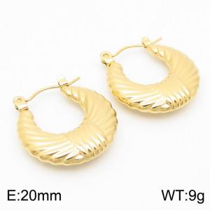 Gold Color Scratch U Shape Hollow Stainless Steel Earrings for Women - KE112417-KFC