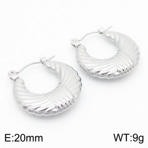 Silver Color Scratch U Shape Hollow Stainless Steel Earrings for Women - KE112418-KFC