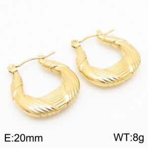 Gold Color Scratch U Shape Hollow Stainless Steel Earrings for Women - KE112422-KFC