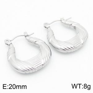 SilverColor Scratch U Shape Hollow Stainless Steel Earrings for Women - KE112423-KFC